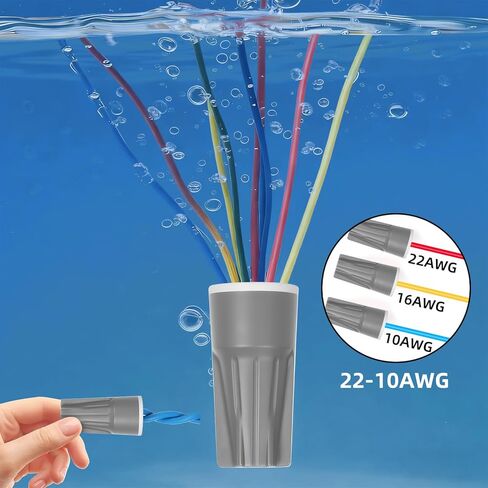 50PCS Waterproof Wire Connectors Grey 22-10AWG, IP68 Waterproof Wire Nuts for Landscape Lighting, Heavy-Duty Waterproof Electrical Connectors for Irrigation, Wet and Dusty in Kuwait