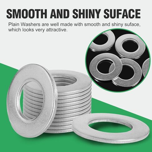 1 "غسالات مسطحة من الفولاذ المقاوم للصدأ - 2" القطر الخارجي، 304 (18-8) غسالات معدنية من الفولاذ المقاوم للصدأ للبراغي، عبوة من 10 قطع in Kuwait