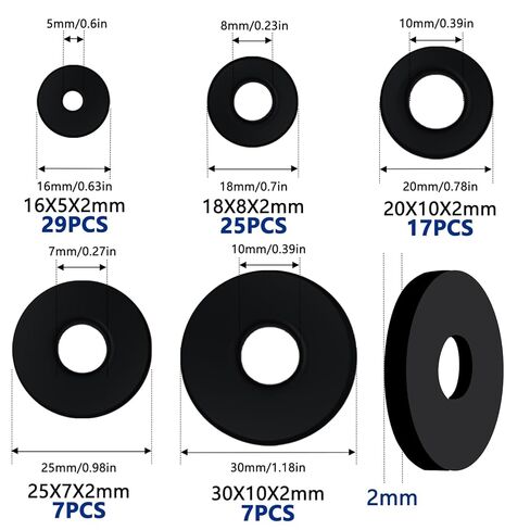 85Pcs Flat Rubber Washers Assortment Kit,16/18/20/25/30mm Black Washer,Vibration Absorbing Pads Sealing Rubber Washers for Faucets Garden Bolts Screws Hose Plumbing Shower Head- 5 Sizes in Saudi Arabia