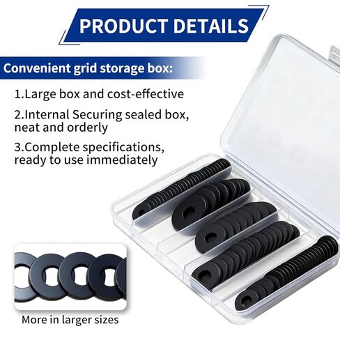 85Pcs Flat Rubber Washers Assortment Kit,16/18/20/25/30mm Black Washer,Vibration Absorbing Pads Sealing Rubber Washers for Faucets Garden Bolts Screws Hose Plumbing Shower Head- 5 Sizes in Saudi Arabia