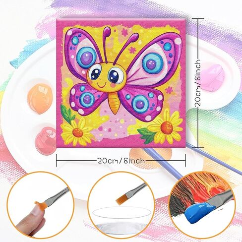 LOMSIOY Frame Paint by Number Kit for Adults, DIY Easy Puppy Oil Painting with Brushes, Hooks - Animal Framed Art Kits for Beginners - Suitable for Bedroom, Wall, Door Decor (8x8 Inch) in Kuwait
