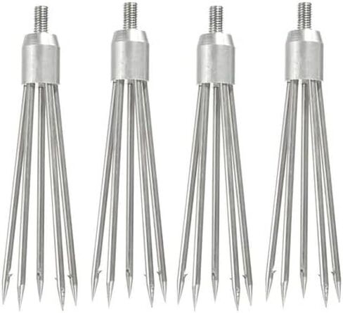 Silver 4pcs 5Prong Barbed Stainless Steel M8 Thread 16cmx4.5cm Spear Gig Silver 4pcs 5Prong Barbed Stainless Steel M8 Thread 16cmx4.5cm Spear Gig in Saudi Arabia