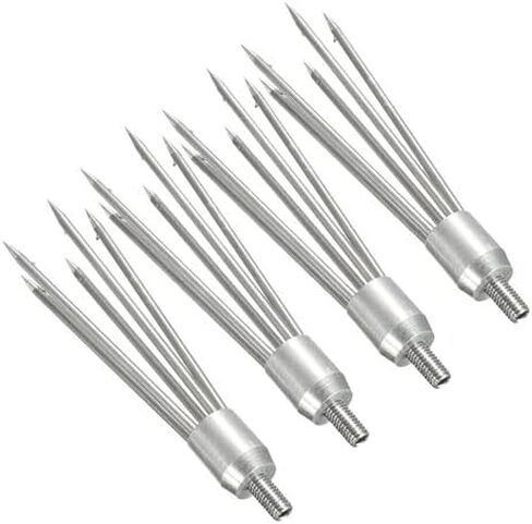 Silver 4pcs 5Prong Barbed Stainless Steel M8 Thread 16cmx4.5cm Spear Gig Silver 4pcs 5Prong Barbed Stainless Steel M8 Thread 16cmx4.5cm Spear Gig in Saudi Arabia