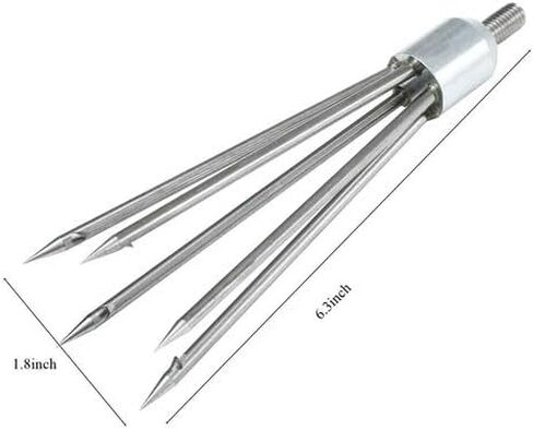 Silver 4pcs 5Prong Barbed Stainless Steel M8 Thread 16cmx4.5cm Spear Gig Silver 4pcs 5Prong Barbed Stainless Steel M8 Thread 16cmx4.5cm Spear Gig in Saudi Arabia