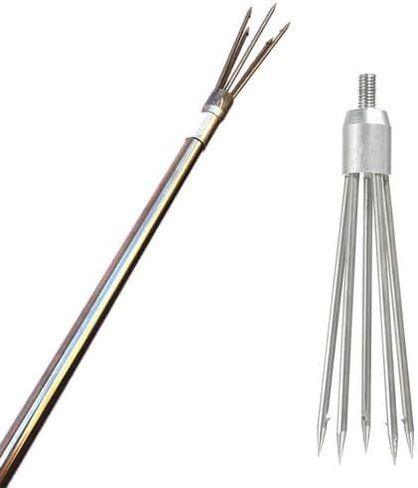 Silver 4pcs 5Prong Barbed Stainless Steel M8 Thread 16cmx4.5cm Spear Gig Silver 4pcs 5Prong Barbed Stainless Steel M8 Thread 16cmx4.5cm Spear Gig in Saudi Arabia