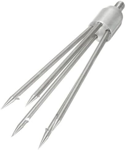 Silver 4pcs 5Prong Barbed Stainless Steel M8 Thread 16cmx4.5cm Spear Gig Silver 4pcs 5Prong Barbed Stainless Steel M8 Thread 16cmx4.5cm Spear Gig in Saudi Arabia