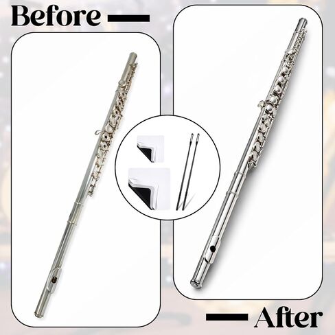 2 pcs Flute Cleaning Kit, Flute Cleaning Rods and 6 pcs Suede Flute Cleaning Cloth Instruments Polishing Cloth Swabs for Flutes Maintenance Cleaner Suitable for Concert Flutes and Piccolos in Saudi Arabia