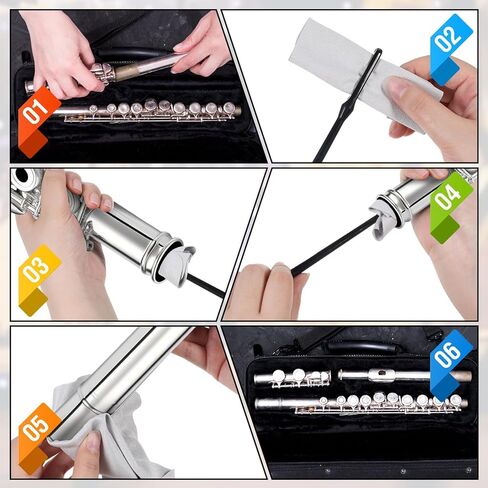 2 pcs Flute Cleaning Kit, Flute Cleaning Rods and 6 pcs Suede Flute Cleaning Cloth Instruments Polishing Cloth Swabs for Flutes Maintenance Cleaner Suitable for Concert Flutes and Piccolos in Saudi Arabia