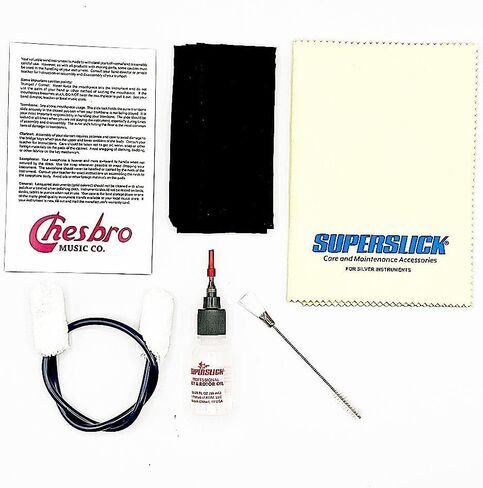 Chesbro Flute Care Cleaning Kit, Includes Key Oil, Snake, Swab, Silver Polish Cleaner Cloth, and Duster Brush in Kuwait