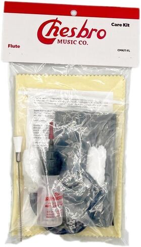 Chesbro Flute Care Cleaning Kit, Includes Key Oil, Snake, Swab, Silver Polish Cleaner Cloth, and Duster Brush in Kuwait