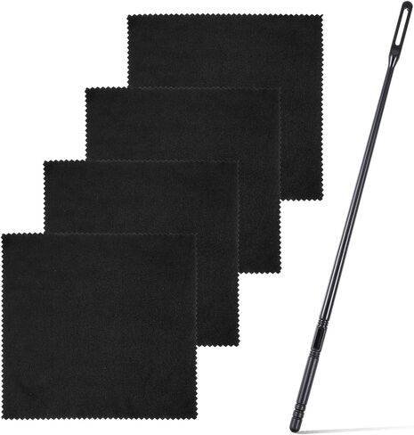Flute Cleaning Kit, Flute Cleaning Rod with 4 pcs Flutes Cleanings Cloth FluteCleaner with Flutess Polishing Cloth Flutes Cleanings Tools for Flutess Maintenance (Black) in Saudi Arabia