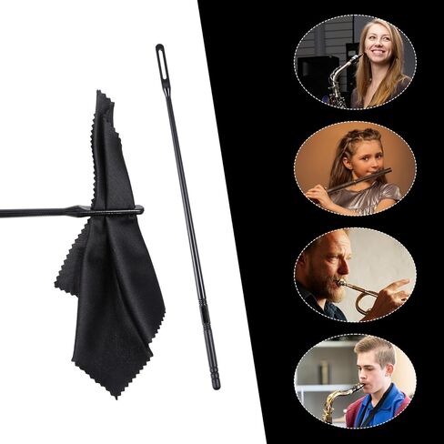 Flute Cleaning Kit, Flute Cleaning Rod with 4 pcs Flutes Cleanings Cloth FluteCleaner with Flutess Polishing Cloth Flutes Cleanings Tools for Flutess Maintenance (Black) in Saudi Arabia