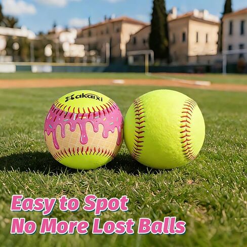 12 inch Fastpitch Balls Durable PVC Cover with PU Core, Ice Cream Drip Fastpitch Softball Great for Practice Training Games - Official Size and Weight in Kuwait