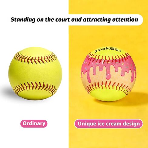 12 inch Fastpitch Balls Durable PVC Cover with PU Core, Ice Cream Drip Fastpitch Softball Great for Practice Training Games - Official Size and Weight in Kuwait