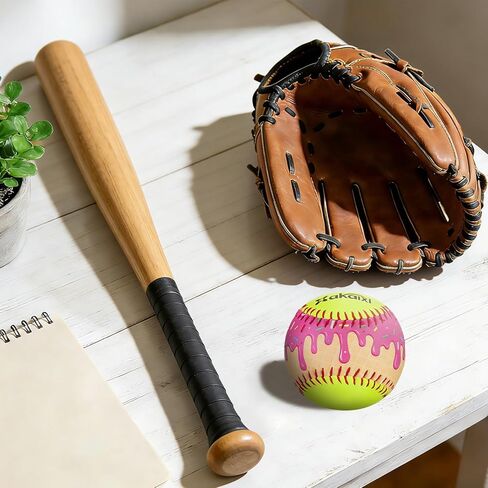 12 inch Fastpitch Balls Durable PVC Cover with PU Core, Ice Cream Drip Fastpitch Softball Great for Practice Training Games - Official Size and Weight in Kuwait