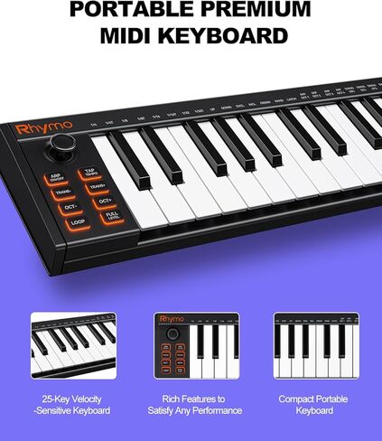 Mini MIDI Keyboard, 25 Key MIDI Controller for Beginner with Velocity-Sensitive Mini Keys, Professional Beat Maker and Keytar for Keyboard Music Production in Kuwait