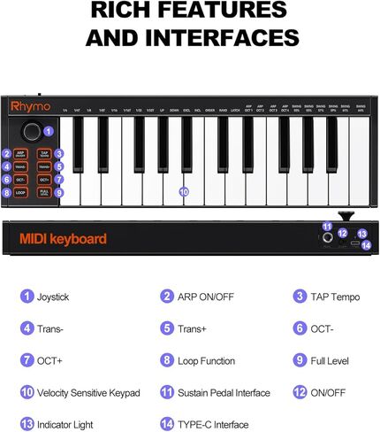 Mini MIDI Keyboard, 25 Key MIDI Controller for Beginner with Velocity-Sensitive Mini Keys, Professional Beat Maker and Keytar for Keyboard Music Production in Kuwait