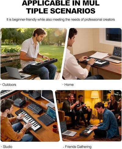 Mini MIDI Keyboard, 25 Key MIDI Controller for Beginner with Velocity-Sensitive Mini Keys, Professional Beat Maker and Keytar for Keyboard Music Production in Kuwait