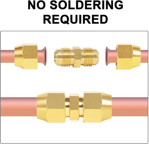 10X Flared nut, 1/2 inch thickened brass flared pipe fitting, for extending and connecting copper pipes in air conditioning systems in Saudi Arabia