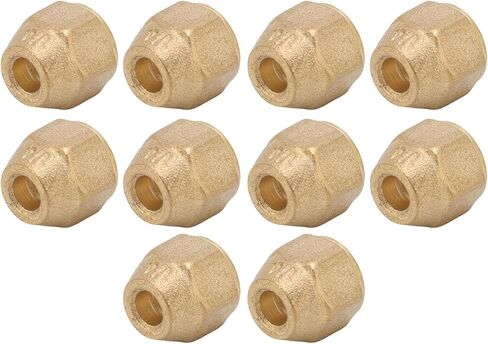 Buachois 1/4 Inch Flare Nut, Brass Air Conditioning Copper Pipe Extension Fitting, 10 Pcs Thickened Tube Connector for Fuel Air Liquid Oil Gas Vacuum Pipelines in Saudi Arabia