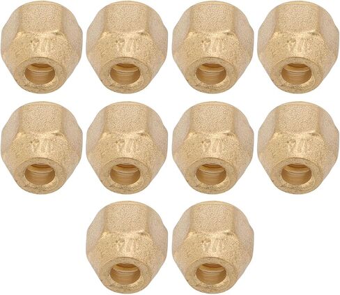 Buachois 1/4 Inch Flare Nut, Brass Air Conditioning Copper Pipe Extension Fitting, 10 Pcs Thickened Tube Connector for Fuel Air Liquid Oil Gas Vacuum Pipelines in Saudi Arabia
