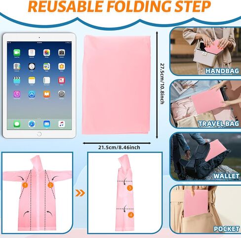 2 Pack Rain Ponchos for Kids Reusable,Thickened EVA Travel Raincoat Jacket with Hoods and Sleeves,Lightweight Light Pink Capes Ponchos for Boys and Girls Outdoor Camping Travel in Saudi Arabia