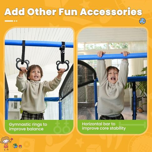 Zupapa 4X6FT Rectangle Trampoline with Basketball Hoop, and Safety Net - Indoor/Outdoor Kids Trampoline for Toddlers Ages 3-6, 220LBS Capacity, Heavy-Duty Galvanized Steel Frame in Kuwait