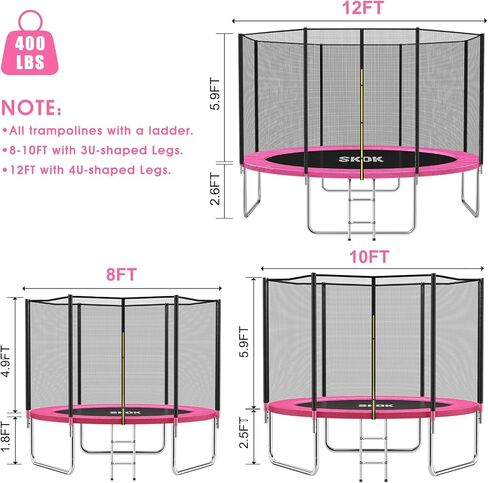 SKOK Trampoline for Kids,400LBS Outdoor Trampoline with Net-ASTM Approved Trampoline for Children and Adults in Saudi Arabia