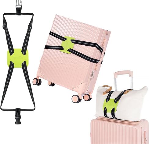 أشرطة الأمتعة للحقائب ، وملحقات السفر لتوصيل حقيبتين ، أضف حزام حقائب لأمتعة للحمل على حزام الإبزيم القابل للتعديل (الرمادي/الوردي 1PC) in Kuwait