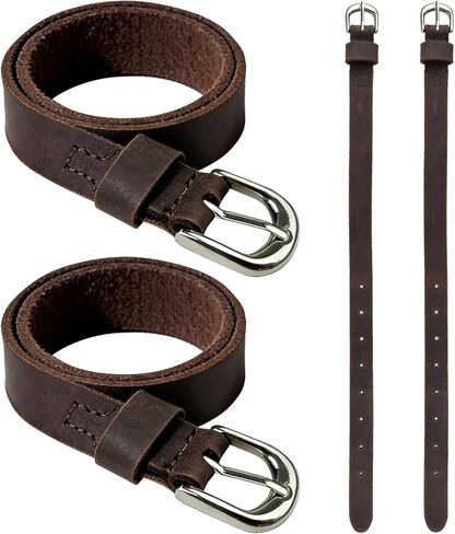 THREE ARCHERS Genuine Leather Straps 17.7x 0.9inches Soft Adjustable Stirrup Leathers for Equestrian & Daily Use, Handcrafted with Stainless Steel Buckles (4-PacK) in Kuwait