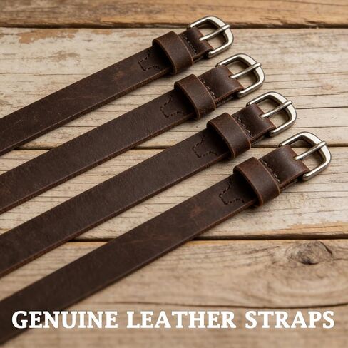 THREE ARCHERS Genuine Leather Straps 17.7x 0.9inches Soft Adjustable Stirrup Leathers for Equestrian & Daily Use, Handcrafted with Stainless Steel Buckles (4-PacK) in Kuwait