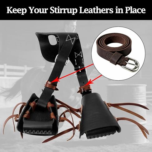 THREE ARCHERS Genuine Leather Straps 17.7x 0.9inches Soft Adjustable Stirrup Leathers for Equestrian & Daily Use, Handcrafted with Stainless Steel Buckles (4-PacK) in Kuwait