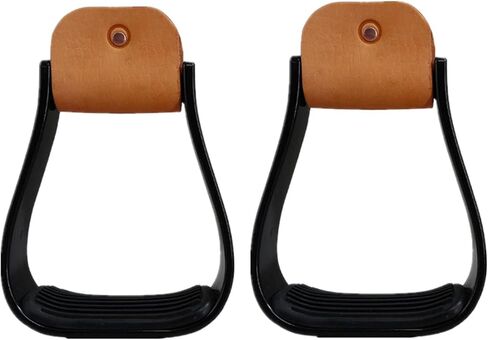 2 Pcs Aluminum Western Horse Riding Stirrups, Lightweight Overshoe Safety Design with Anti-Slip Rubber Foot Mat, Cushioned for Ankle Stress Relief Fatigue Reduction for Equestrian Saddles in Kuwait