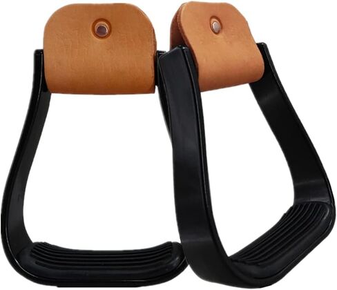 2 Pcs Aluminum Western Horse Riding Stirrups, Lightweight Overshoe Safety Design with Anti-Slip Rubber Foot Mat, Cushioned for Ankle Stress Relief Fatigue Reduction for Equestrian Saddles in Kuwait