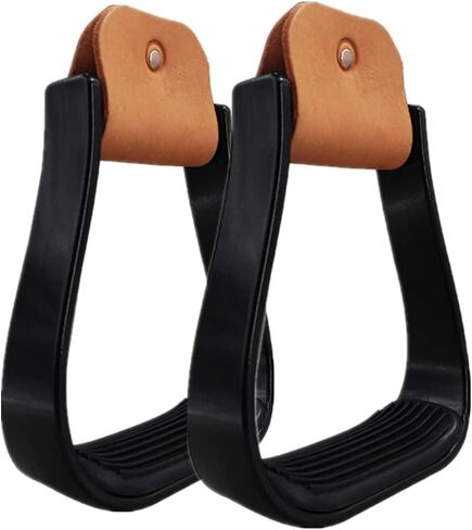 2 Pcs Aluminum Western Horse Riding Stirrups, Lightweight Overshoe Safety Design with Anti-Slip Rubber Foot Mat, Cushioned for Ankle Stress Relief Fatigue Reduction for Equestrian Saddles in Kuwait