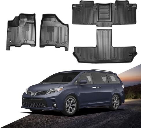 Compatible for Toyota Sienna 2020-2013 Floor Mat 3 Rows Trunk Mats, All Weather Car Floor Liners Protector for Sienna 2020 2019 2018 2017 2016 2015 2014 2013 Accessories（Fit 8 Seater Model） in Kuwait