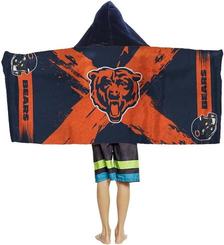 Northwest Chicago Bears NFL Cross Out Youth Hooded Micro Fiber Towel 22 x 51 Inches in Saudi Arabia