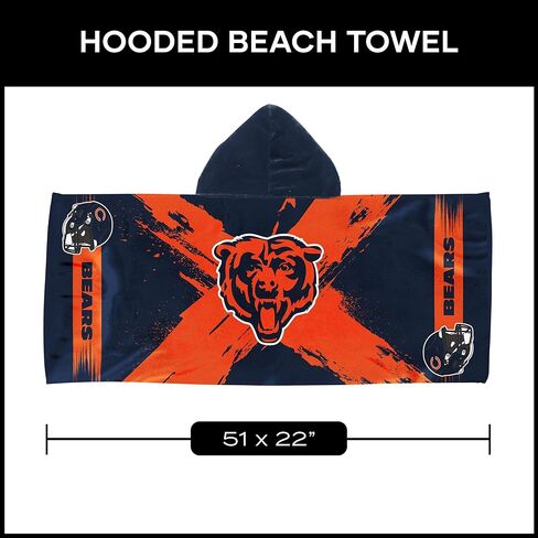 Northwest Chicago Bears NFL Cross Out Youth Hooded Micro Fiber Towel 22 x 51 Inches in Saudi Arabia