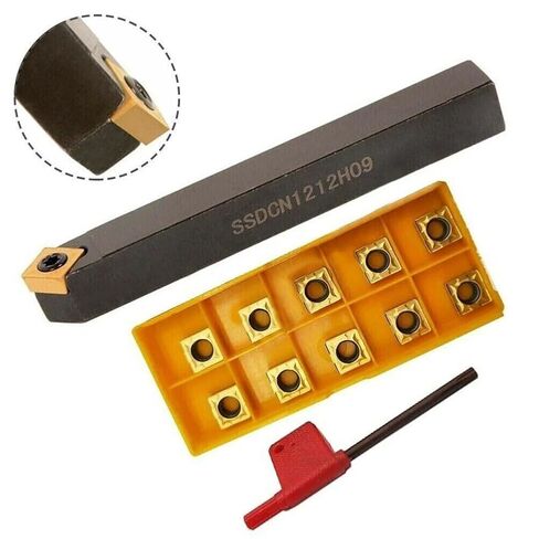 حامل أدوات الخراطة CNC القابل للفهرسة، قطعة واحدة SSDCN1212H09 حامل أدوات الخراطة الخارجية 45 درجة حامل أدوات الخراطة الشطب + 10 قطع SCMT09T308 إدراج كربيد in Kuwait