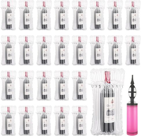 50PCS Wine Bottle Protector Bags, Wine Bags for Travel with Free Inflator Pump, Inflatable Air Column Wine Shipping Sleeves for Suitcase Luggage Airplane, Safety Shipping in Kuwait