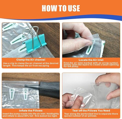 1000 وسادة هوائية للشحن مع مضخة، 3.54 بوصة × 7.87 بوصة مستلزمات شحن أكياس هوائية قابلة للنفخ، حشو صندوق بديل لتعبئة الفول السوداني شركة نقل صغيرة، نقل وتغليف الهدايا in Kuwait