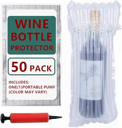 حقيبة حماية لزجاجة النبيذ للسفر، تغليف فقاعات قابل للنفخ من جولدهيك لزجاجة فاكهة النبيذ الزجاجية، أكياس وسائد بعمود هوائي قابلة للنفخ مع مضخة مجانية في بطانة الطائرة (20 عبوة) in Kuwait