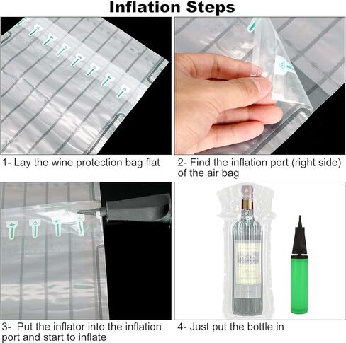 100PCS Wine Bottle Travel Protector Bags With Pump, Inflatable Wine Bags For Travel, Wine Shipping Sleeves Air Column Packaging Bubble Bag for Wine Transport, Airplane Travel, Bottle Shipping Packing in Saudi Arabia