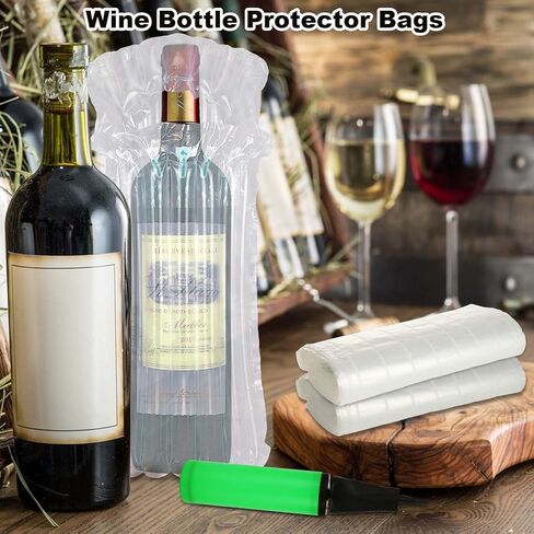100PCS Wine Bottle Travel Protector Bags With Pump, Inflatable Wine Bags For Travel, Wine Shipping Sleeves Air Column Packaging Bubble Bag for Wine Transport, Airplane Travel, Bottle Shipping Packing in Saudi Arabia