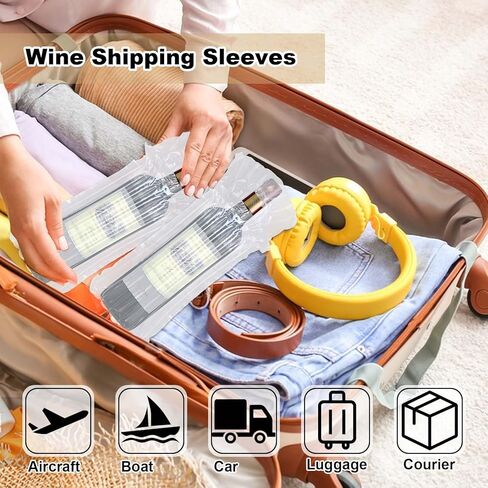 100PCS Wine Bottle Travel Protector Bags With Pump, Inflatable Wine Bags For Travel, Wine Shipping Sleeves Air Column Packaging Bubble Bag for Wine Transport, Airplane Travel, Bottle Shipping Packing in Saudi Arabia