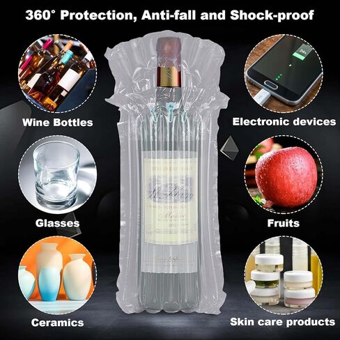 100PCS Wine Bottle Travel Protector Bags With Pump, Inflatable Wine Bags For Travel, Wine Shipping Sleeves Air Column Packaging Bubble Bag for Wine Transport, Airplane Travel, Bottle Shipping Packing in Saudi Arabia