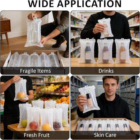 Upgraded Double-Layer Inflatable Protective Bags Set, 60 Count in 3 Sizes (4x6, 6x8, 8x12 Inch) for Shipping, Cosmetics, Fragile Items, Toys & Air Pillow Void Fill in Saudi Arabia