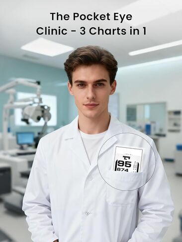 Snellen & Rosenbaum Pocket Eye Chart 3-Pack Set with Standard Logarithmic Chart 6ft Distance Vision Tester, 36cm Near Vision Card, Astigmatism & Color Test Portable Eye Screening Kit in Kuwait