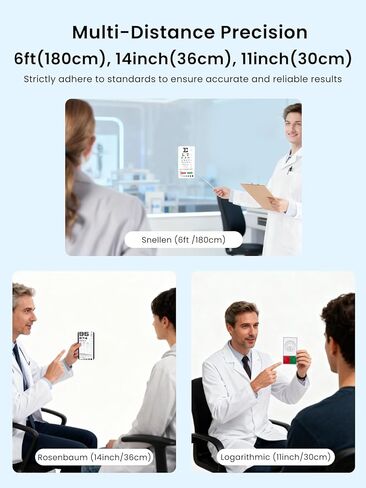 Snellen & Rosenbaum Pocket Eye Chart 3-Pack Set with Standard Logarithmic Chart 6ft Distance Vision Tester, 36cm Near Vision Card, Astigmatism & Color Test Portable Eye Screening Kit in Kuwait