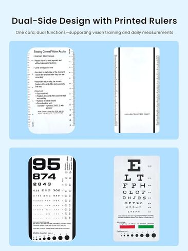 Snellen & Rosenbaum Pocket Eye Chart 3-Pack Set with Standard Logarithmic Chart 6ft Distance Vision Tester, 36cm Near Vision Card, Astigmatism & Color Test Portable Eye Screening Kit in Kuwait